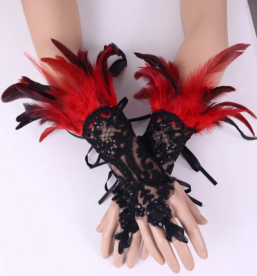 Gants en plumes Bal masqué