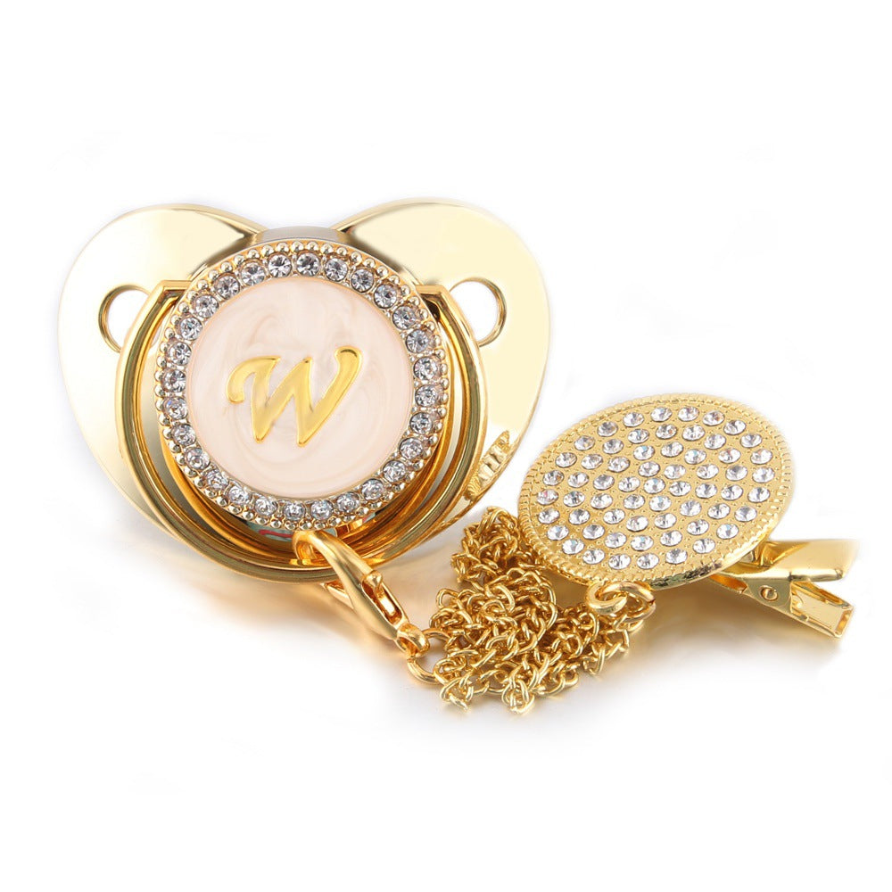 Sucette Tétine & Attache Tétine Or Initiale - Babystyle