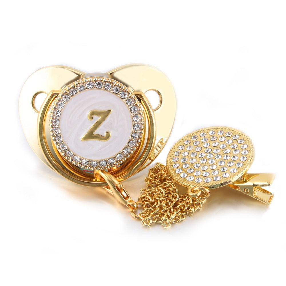 Sucette Tétine & Attache Tétine Or Initiale - Babystyle