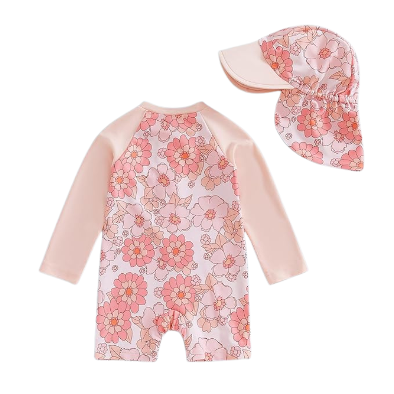 Baby Girl Swimsuit with Cap - Lindsay
