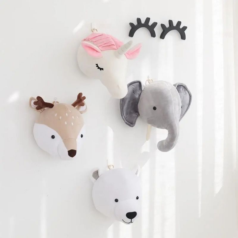 Décoration Murale Chambre Bébé | Têtes Animaux Peluche