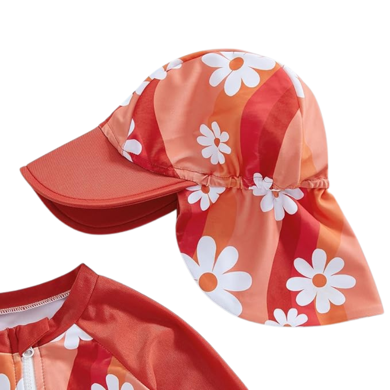 Baby Girl Swimsuit with Cap - Lindsay