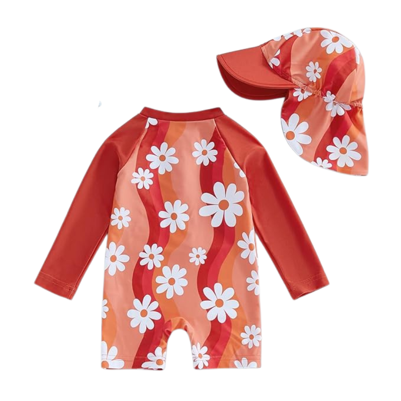 Baby Girl Swimsuit with Cap - Lindsay