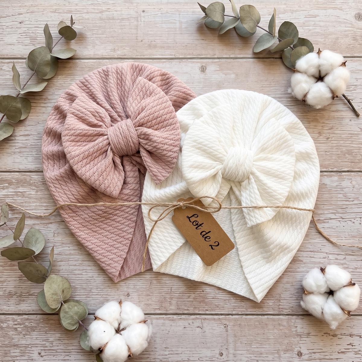Turban Bébé Fille Noeud - Lot de 2