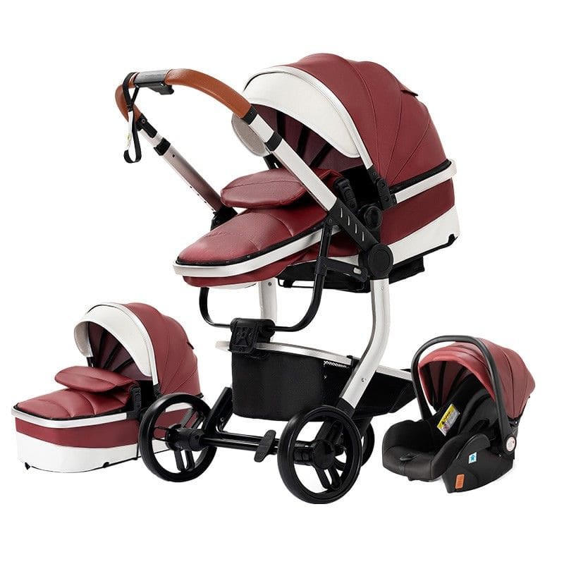Poussette Bébé 3 en 1 en cuir PU | RoyalRide