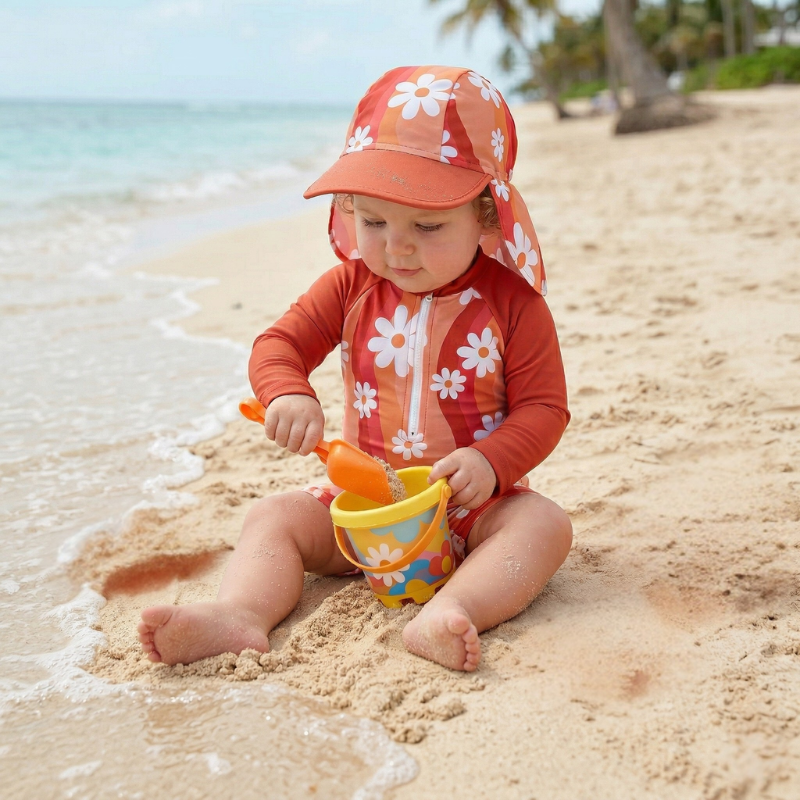 Baby Girl Swimsuit with Cap - Lindsay