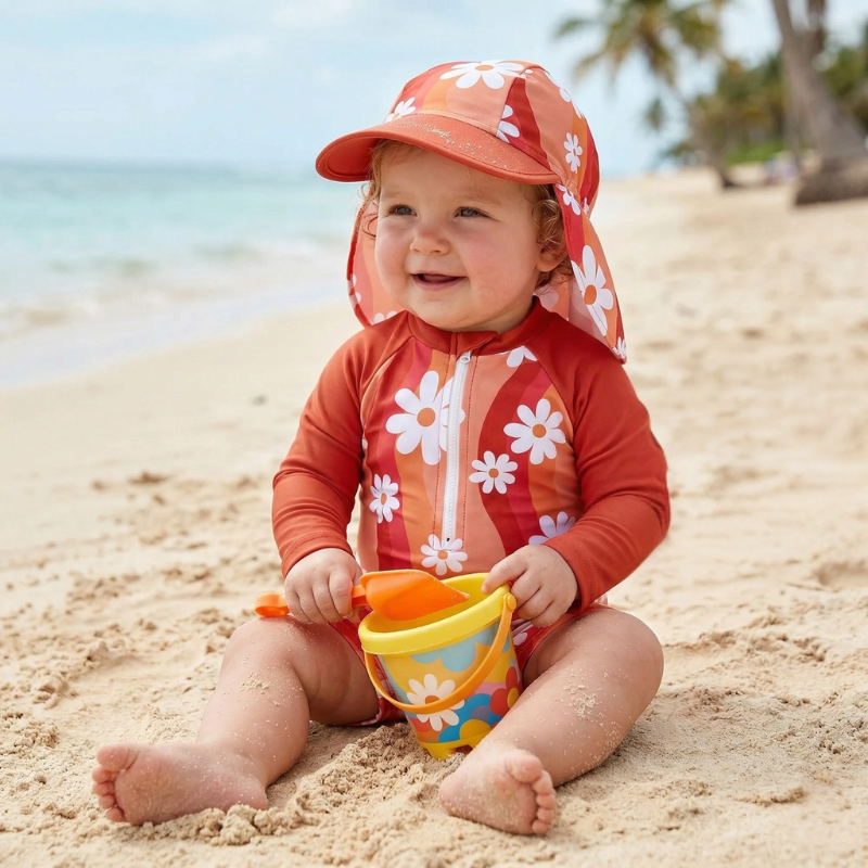 Baby Girl Swimsuit with Cap - Lindsay