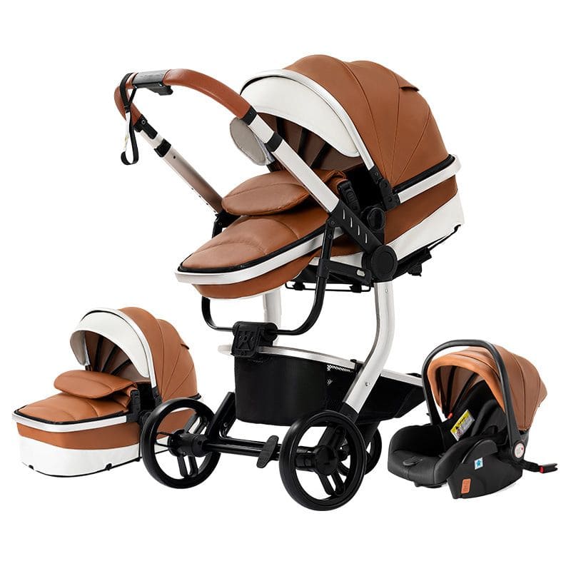 Poussette Bébé 3 en 1 en cuir PU | RoyalRide