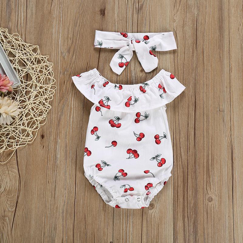 Ensemble body et bandeau aux motifs cerise