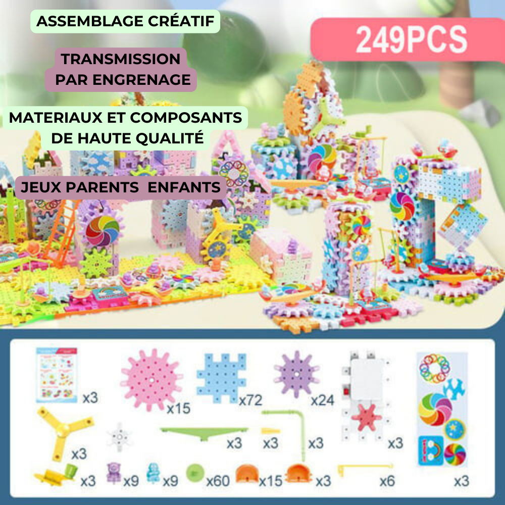 Jeu de construction engrenage éducatif - Bloc de construction - ImagineBlock Wonderland