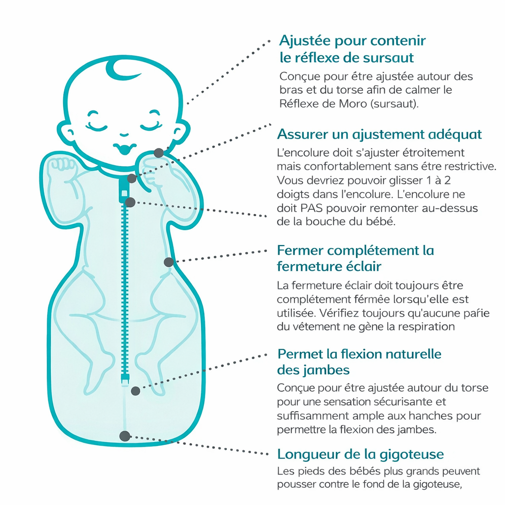 Gigoteuse d'emmaillotage bébé