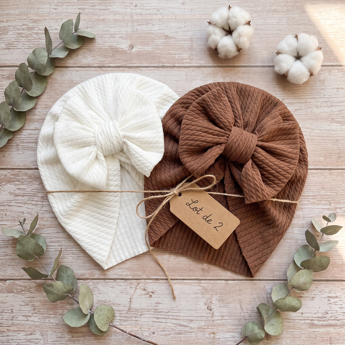 Turban Bébé Fille Noeud - Lot de 2