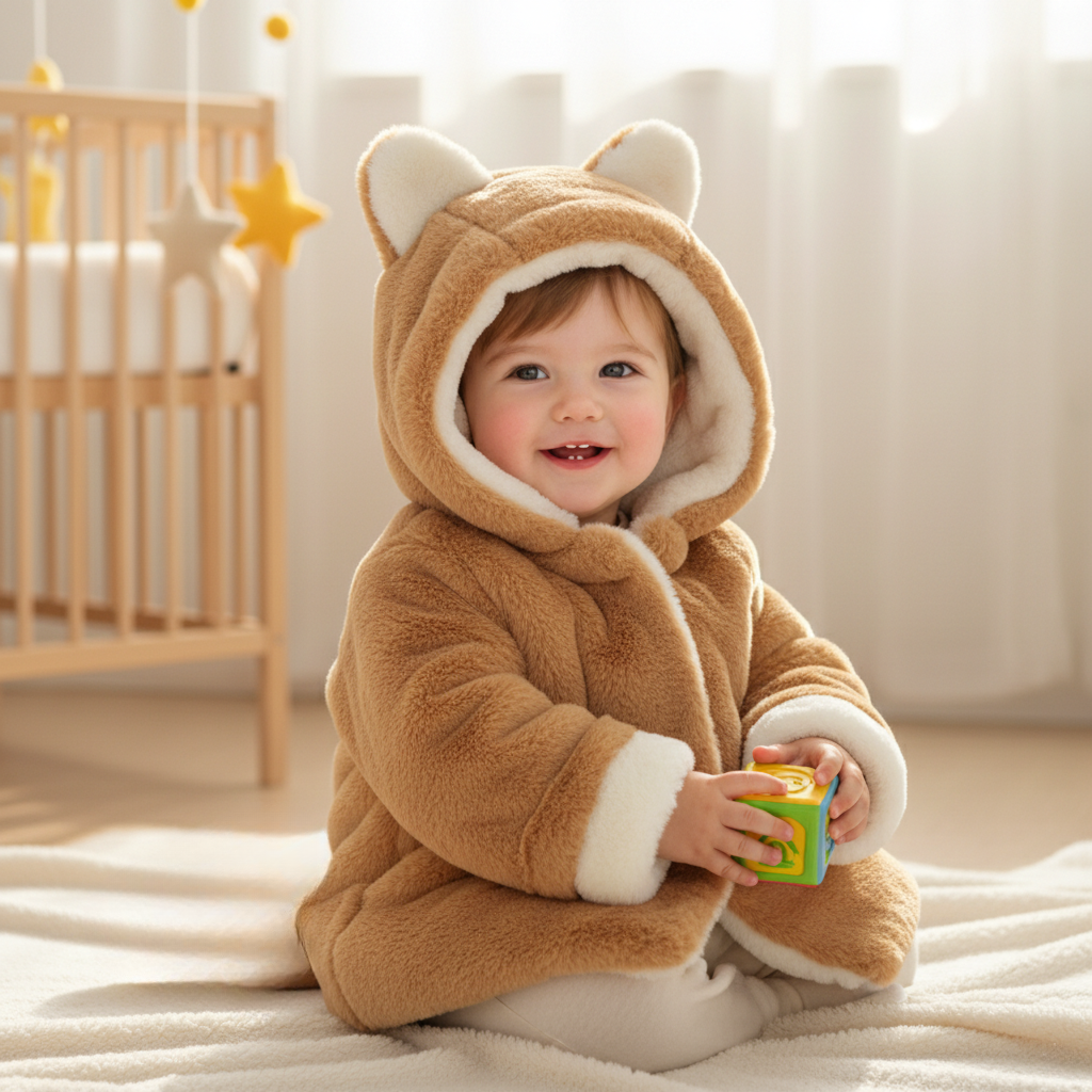 Manteau Bébé Lapin Polaire en Fausse Fourrure