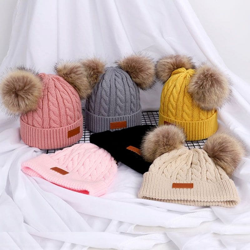 Bonnet Double Pompon Bébé | TwiniPom