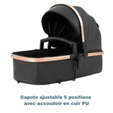 Poussette Bébé 3 en 1 en cuir PU | RoyalRide