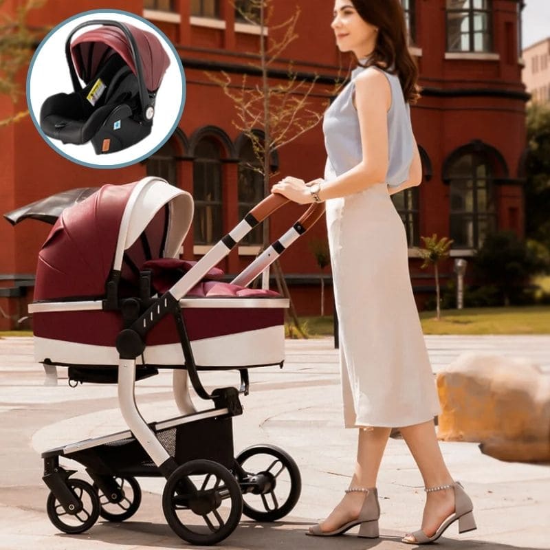 Poussette Bébé 3 en 1 en cuir PU | RoyalRide