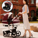 Poussette Bébé 3 en 1 en cuir PU | RoyalRide