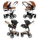 Poussette Bébé 3 en 1 en cuir PU | RoyalRide