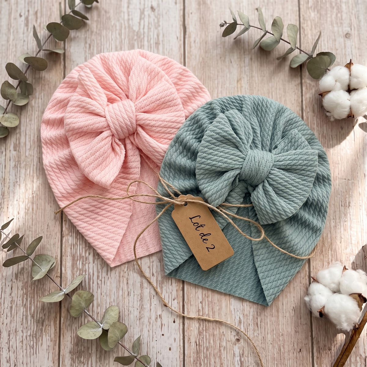 Turban Bébé Fille Noeud - Lot de 2