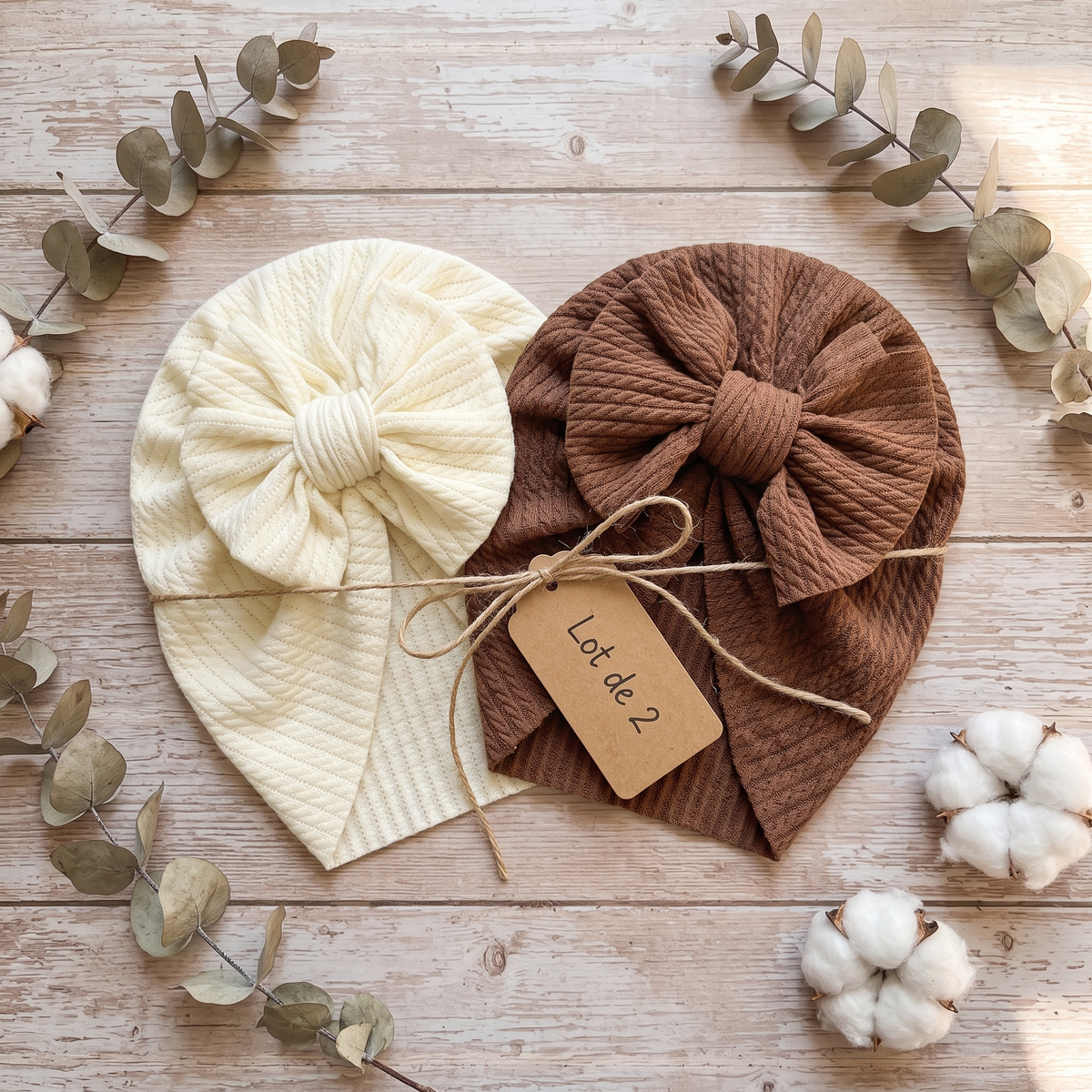 Turban Bébé Fille Noeud - Lot de 2