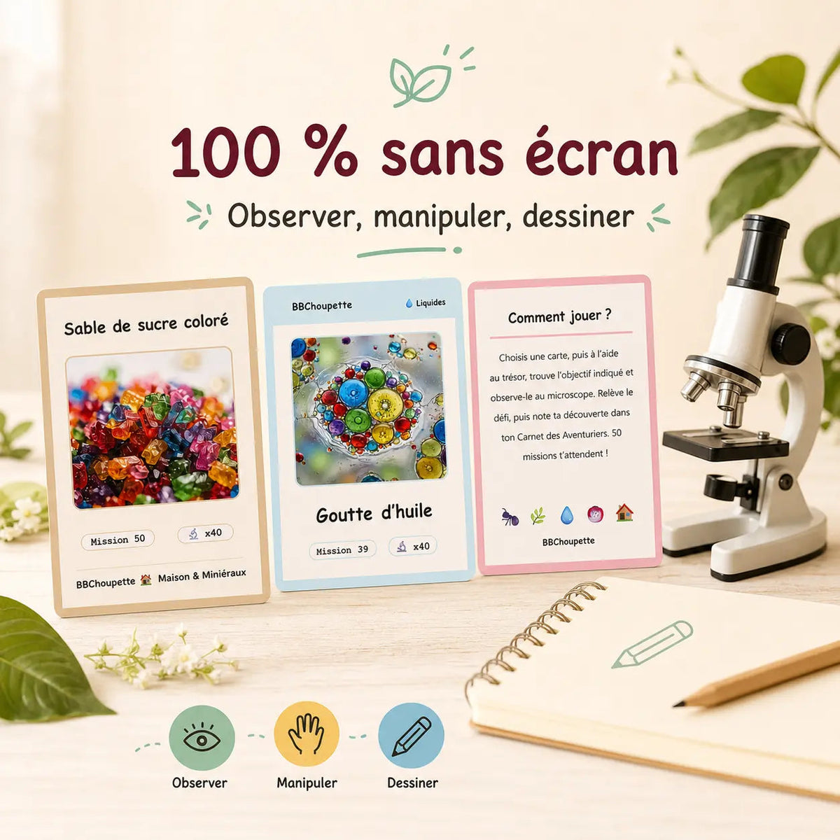 50 Cartes Missions - Le Monde Invisible au Microscope dès 6 ans