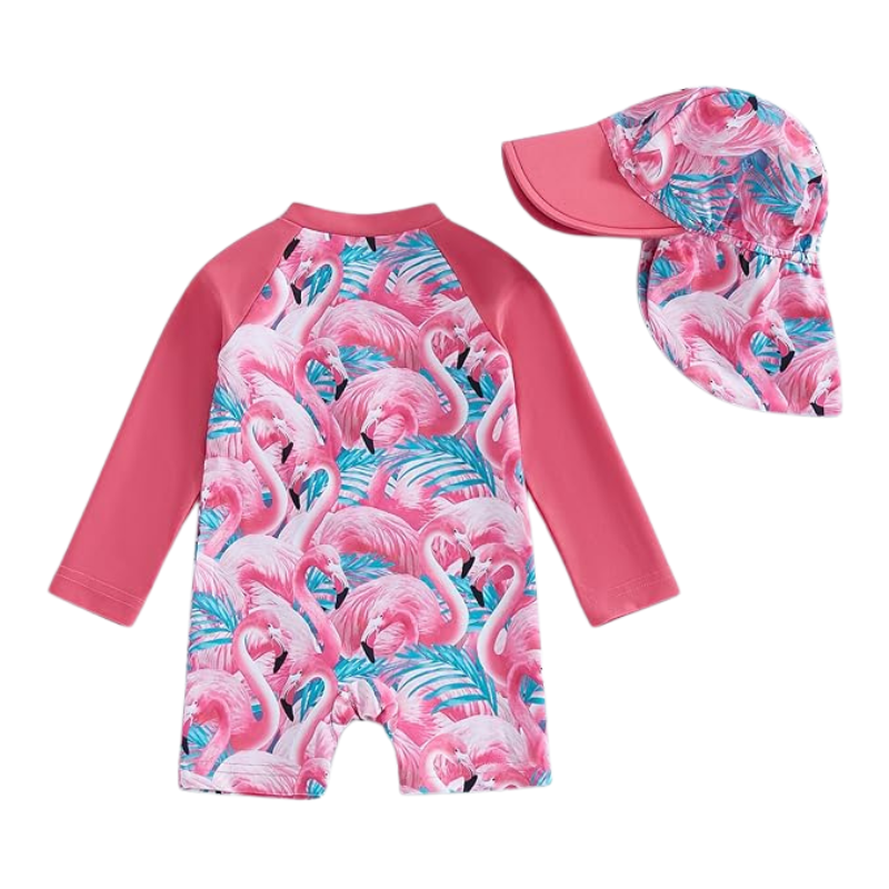 Baby Girl Swimsuit with Cap - Lindsay