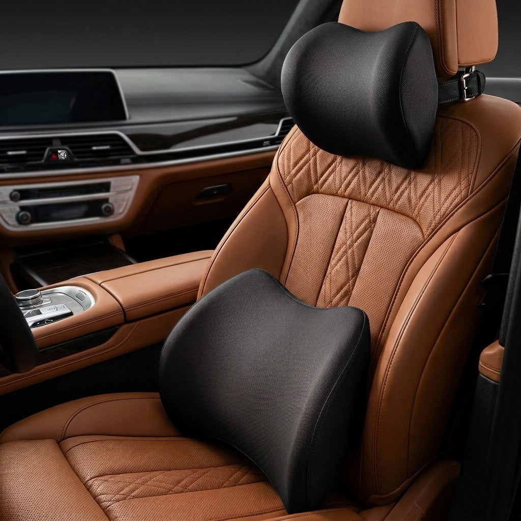 Appui-tête et coussin lombaire pour voiture