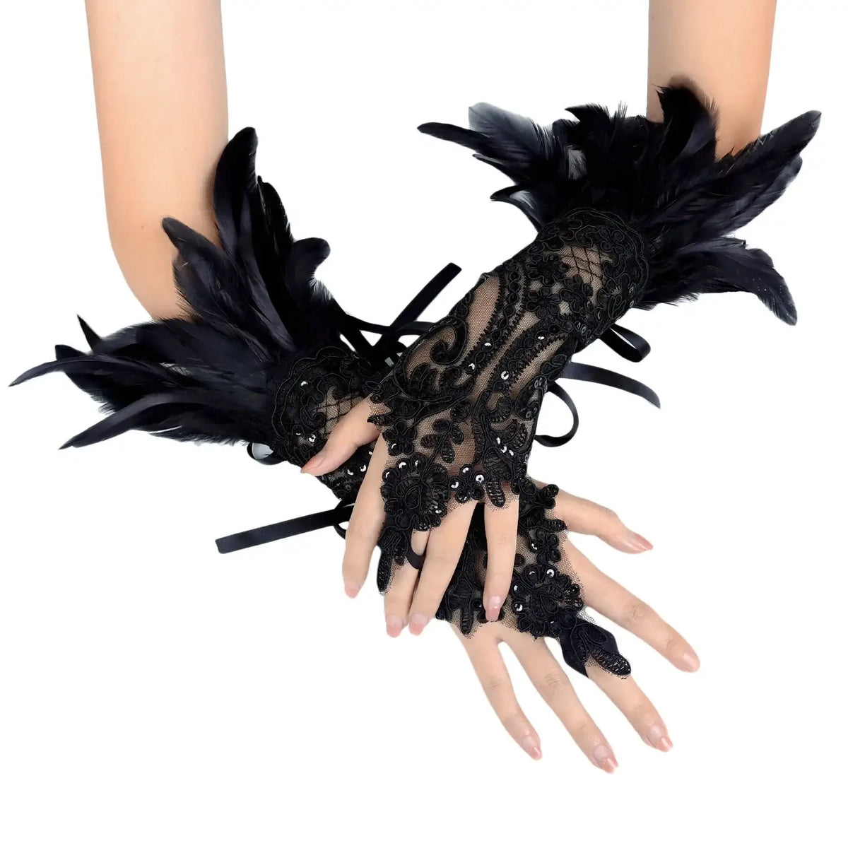Gants en plumes Bal masqué
