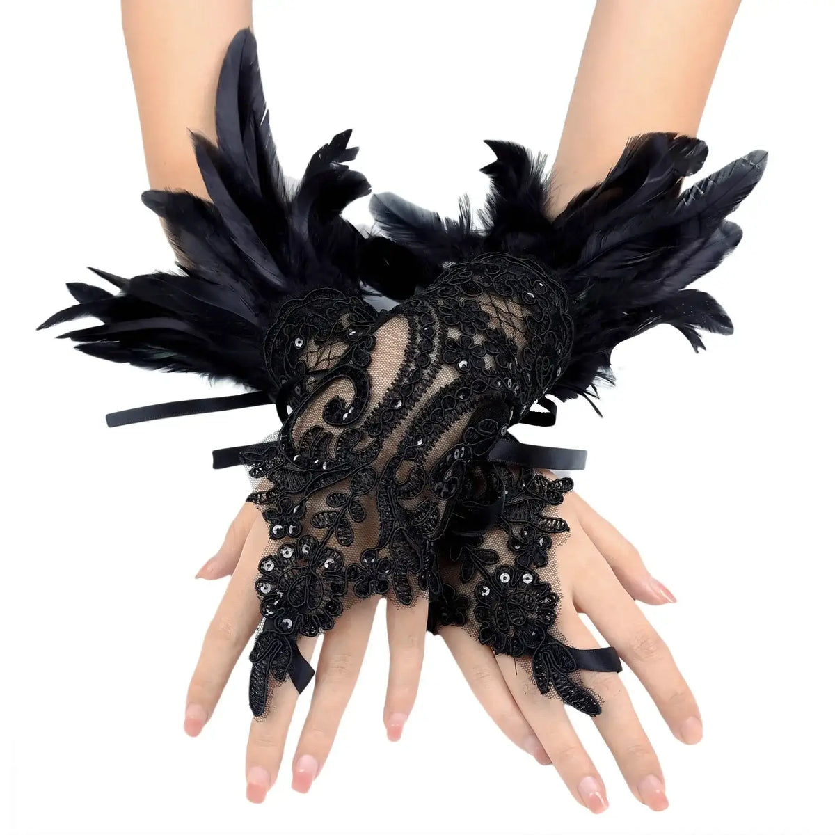 Gants en plumes Bal masqué
