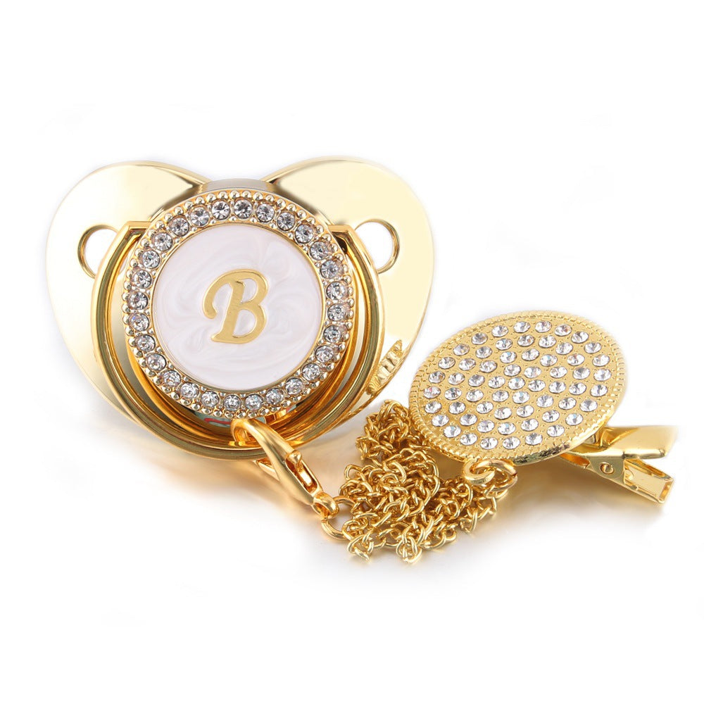Sucette Tétine & Attache Tétine Or Initiale - Babystyle