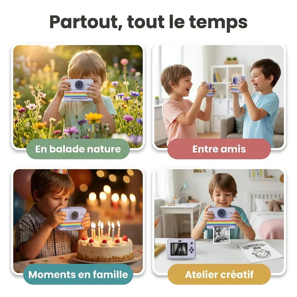 Appareil Photo Imprimante Enfant - Impression Instantanée Sans Encre