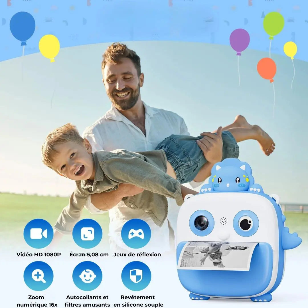 Appareil Photo Instantané pour Enfant Dinosaure Bleu – DinoCam