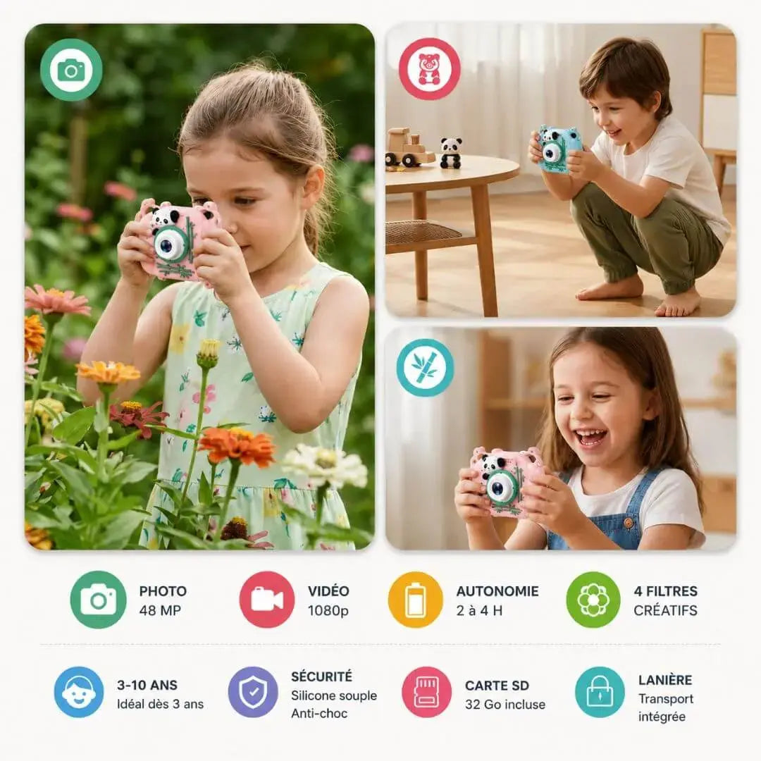 Appareil Photo Jouet Enfant – Design Panda Anti-Choc