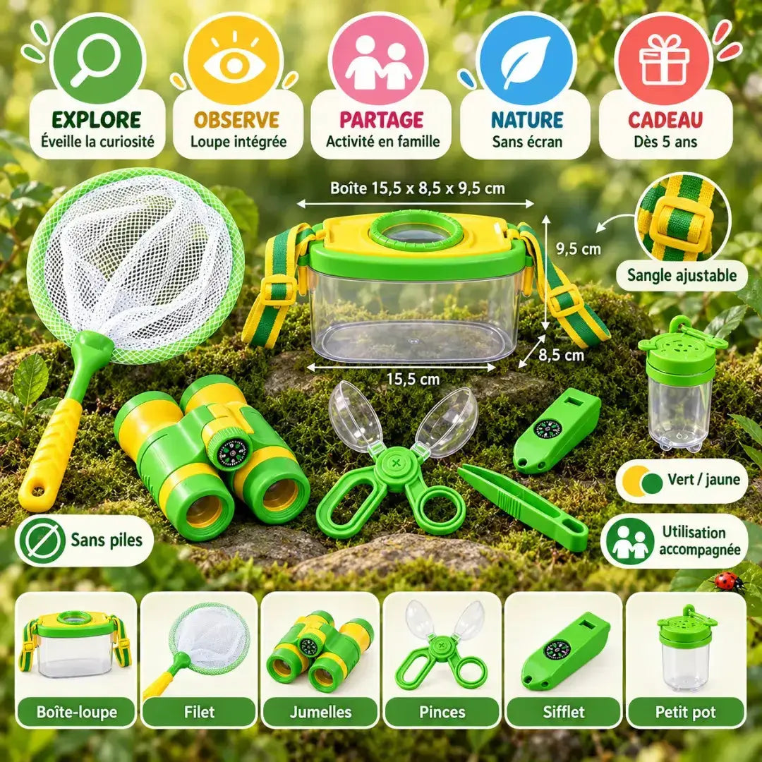 Attrape Insecte Enfant – Kit d'Exploration Nature 6 Accessoires