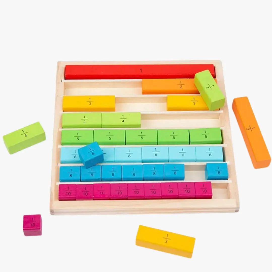 Bâtonnets Montessori fractions en bois - FractionFun