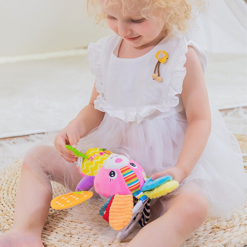 Jouet d'activité de poussette en peluche souple (Animal sensoriel suspendu)