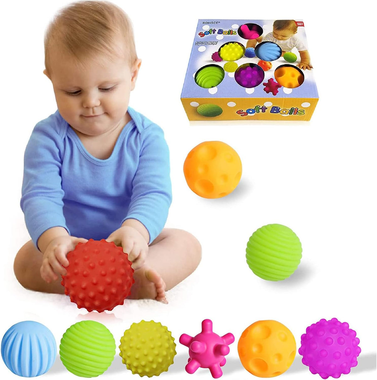 Lot de 6 Balles Sensorielles pour Bébé