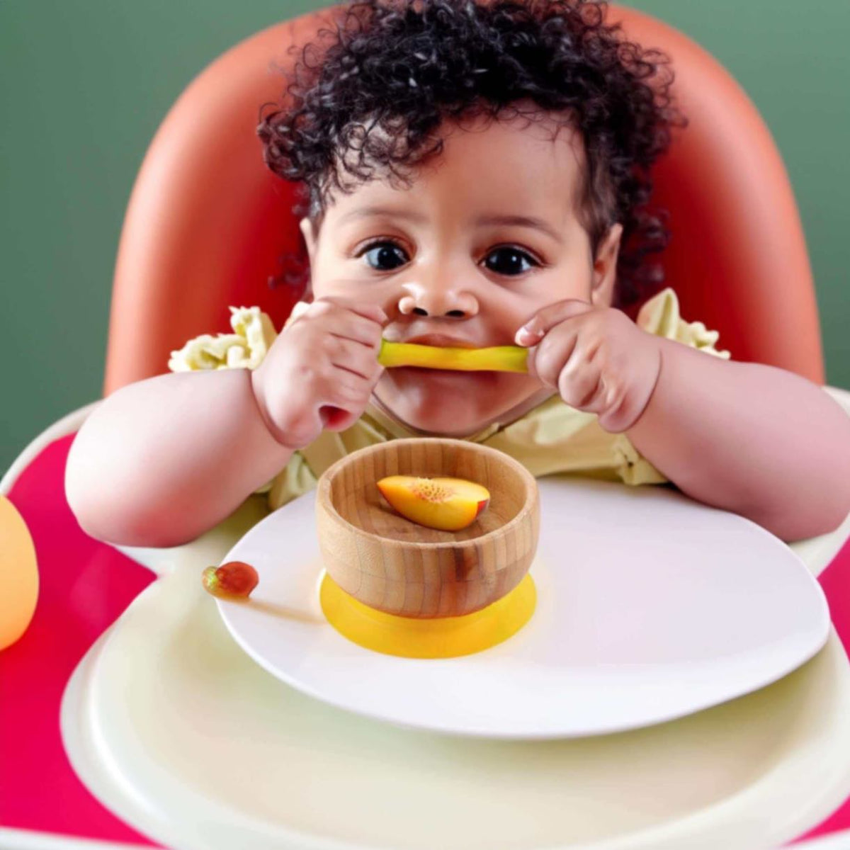 Ensemble d'Assiette à Ventouse en Bambou Biologique BambinoGrip (Bol d'Alimentation BLW avec Cuillère)