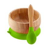 Ensemble d'Assiette à Ventouse en Bambou Biologique BambinoGrip (Bol d'Alimentation BLW avec Cuillère)