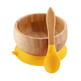 Ensemble d'Assiette à Ventouse en Bambou Biologique BambinoGrip (Bol d'Alimentation BLW avec Cuillère)