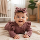 Barboteuse bebe à nœud pour fille