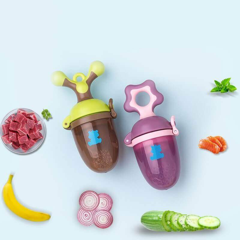 Bite Buddy 2-en-1 Distributeur de Nourriture Fraîche & Anneau de Dentition (Sucette en Silicone Sûre)