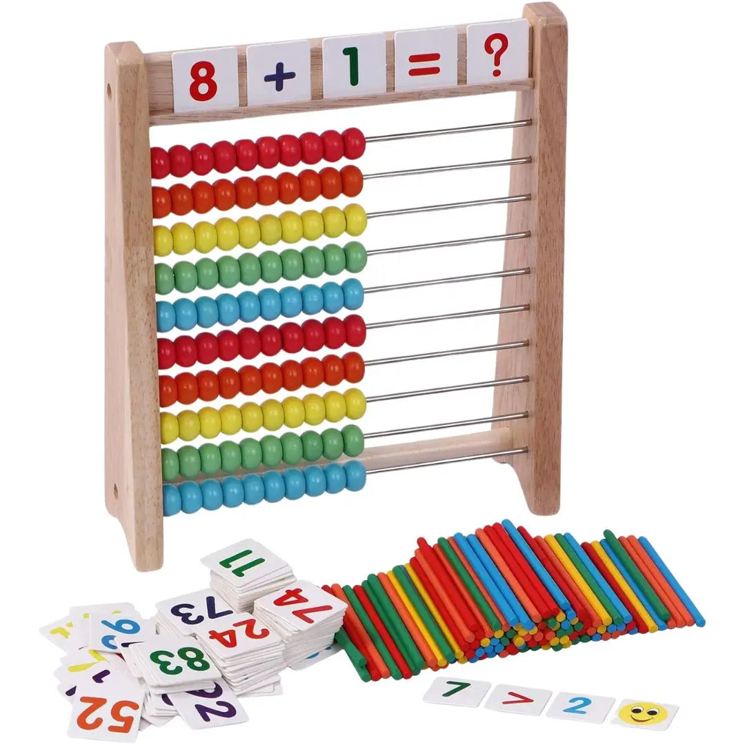 Boulier bois éducatif avec cartes et bâtonnets Montessori - Woodikids