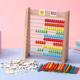 Boulier bois éducatif avec cartes et bâtonnets Montessori - Woodikids