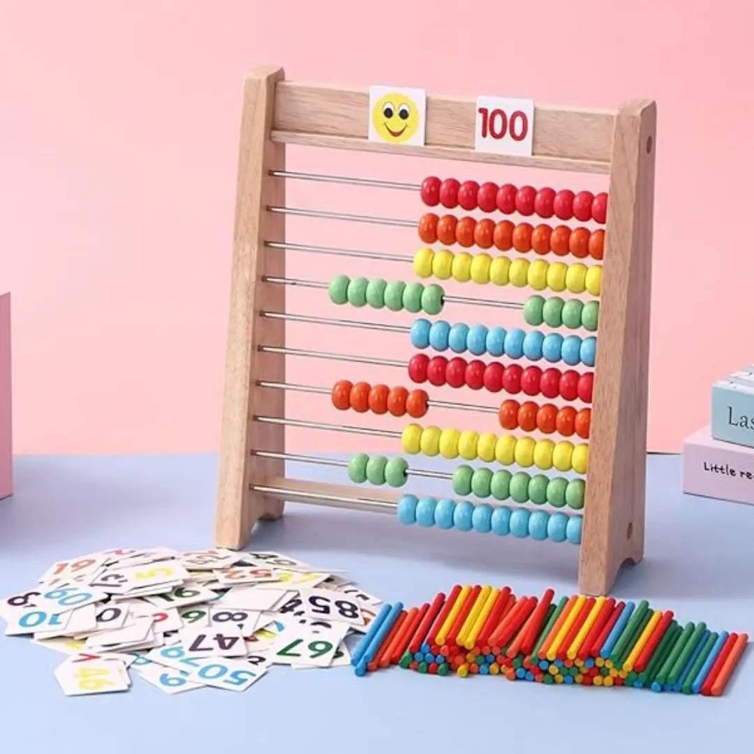Boulier bois éducatif avec cartes et bâtonnets Montessori - Woodikids