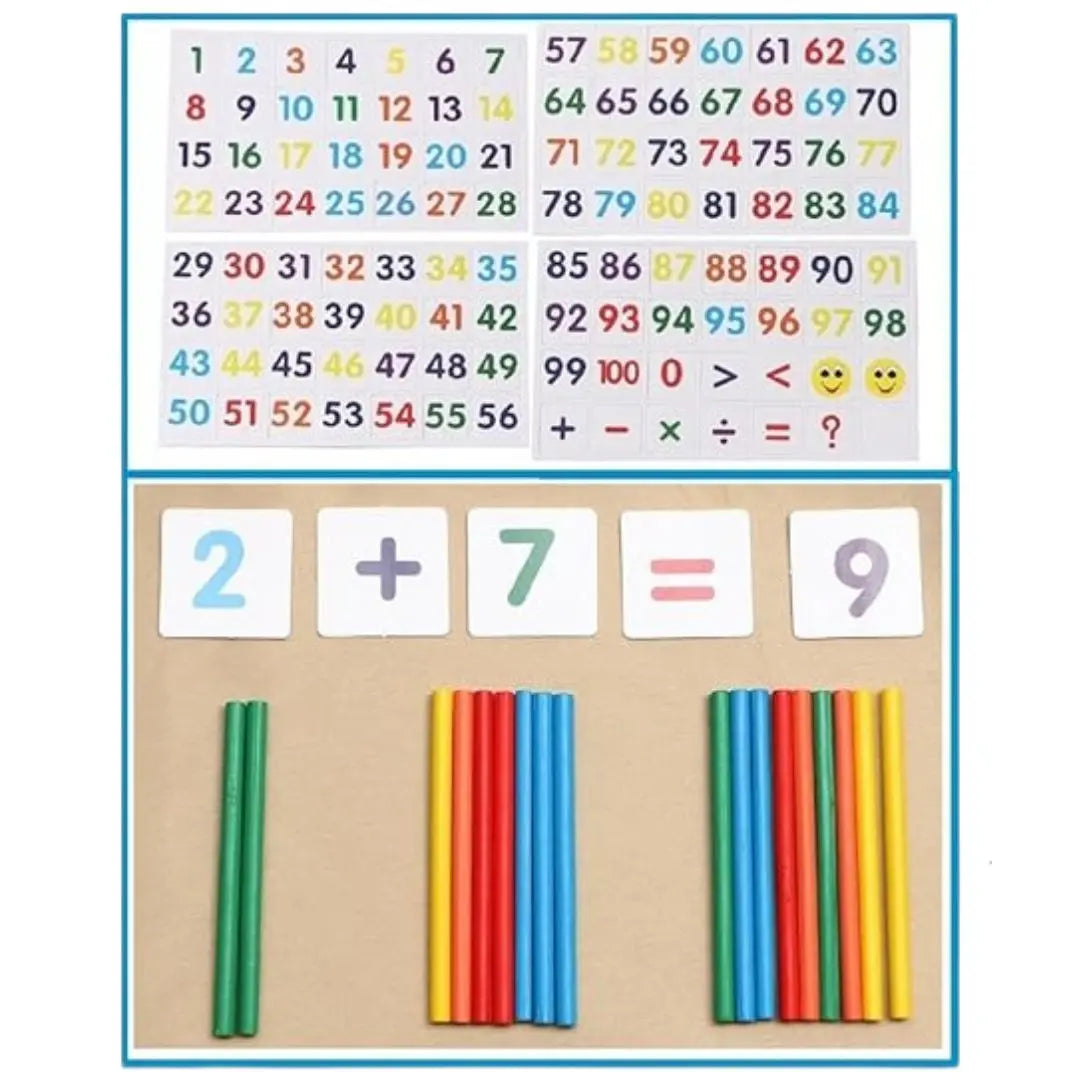Boulier bois éducatif avec cartes et bâtonnets Montessori - Woodikids
