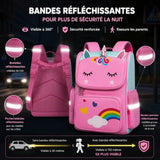 Cartable Licorne Fille Primaire – Sac à Dos Arc-en-Ciel Imperméable