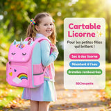 Cartable Licorne Fille Primaire – Sac à Dos Arc-en-Ciel Imperméable
