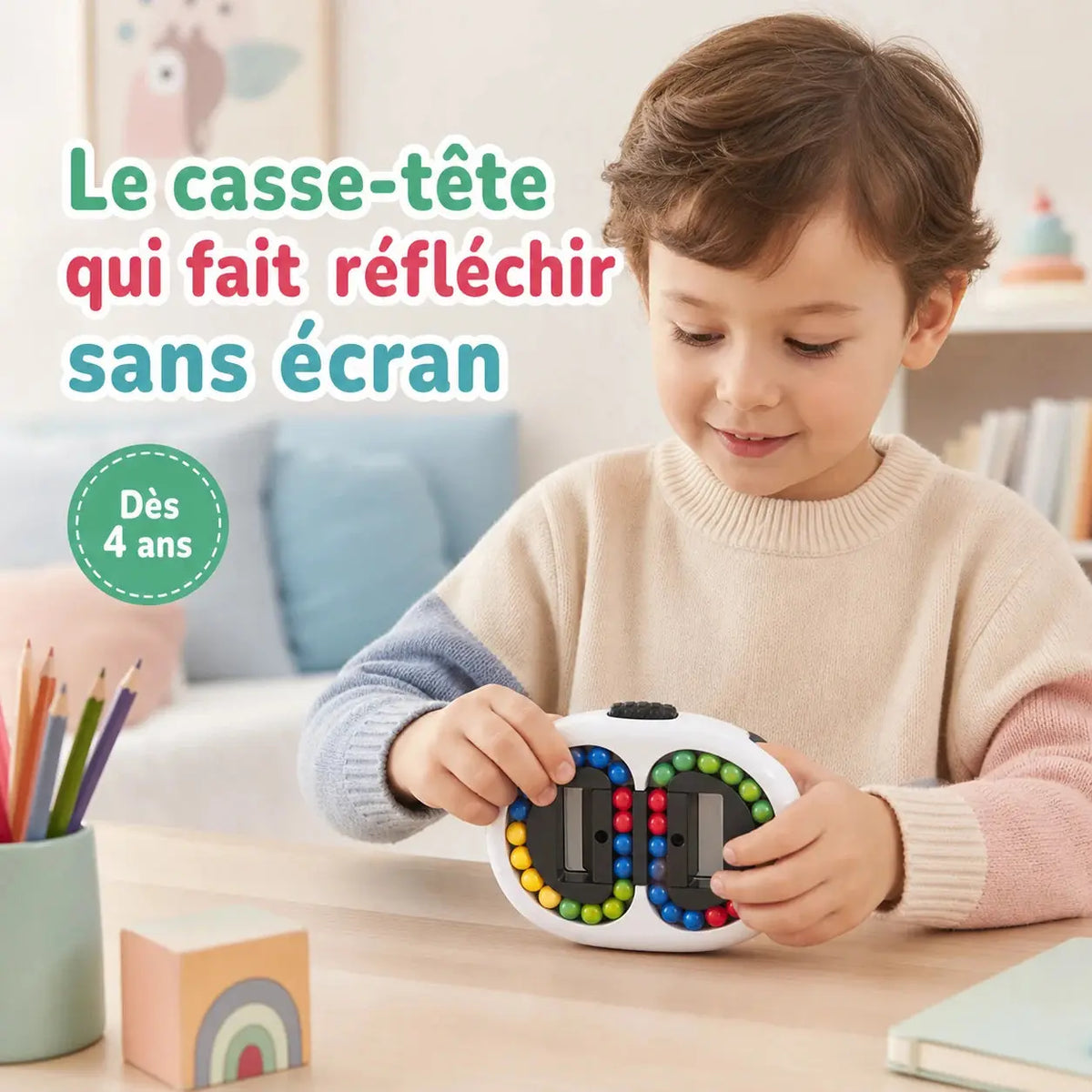 Casse-Tête de Poche à Billes 4 Couleurs – Jeu de Logique Double Face pour Enfant