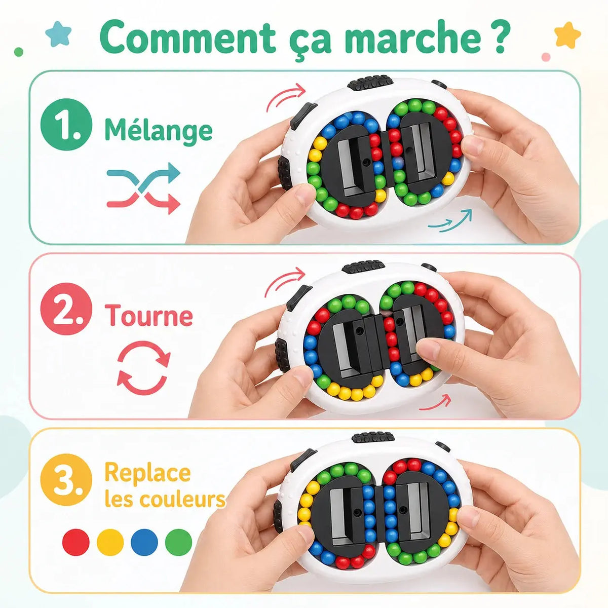 Casse-Tête de Poche à Billes 4 Couleurs – Jeu de Logique Double Face pour Enfant